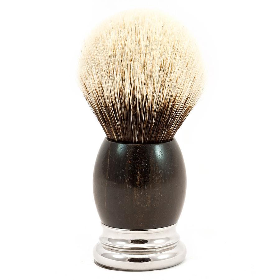 H.L. Thater 4292 Precious Woods Series 2-Band Silvertip Shaving Brush with Ebony Handle, Size 6 Badger Bristles Shaving Brush Heinrich L. Thater 
