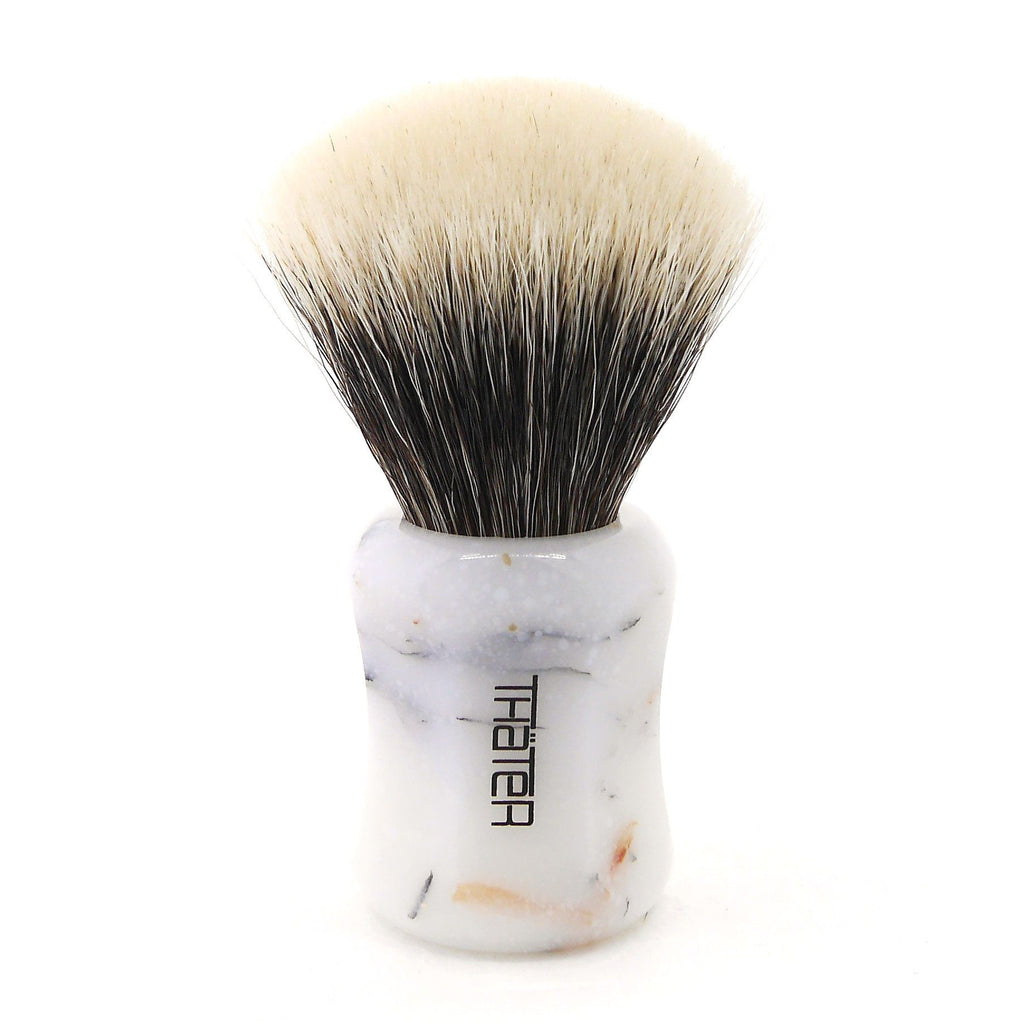 H.L. Thater 4125 Limited Edition 2-Band Fan-Shaped Silvertip Shaving Brush, Size 2 Badger Bristles Shaving Brush Heinrich L. Thater Bianco Lasa 
