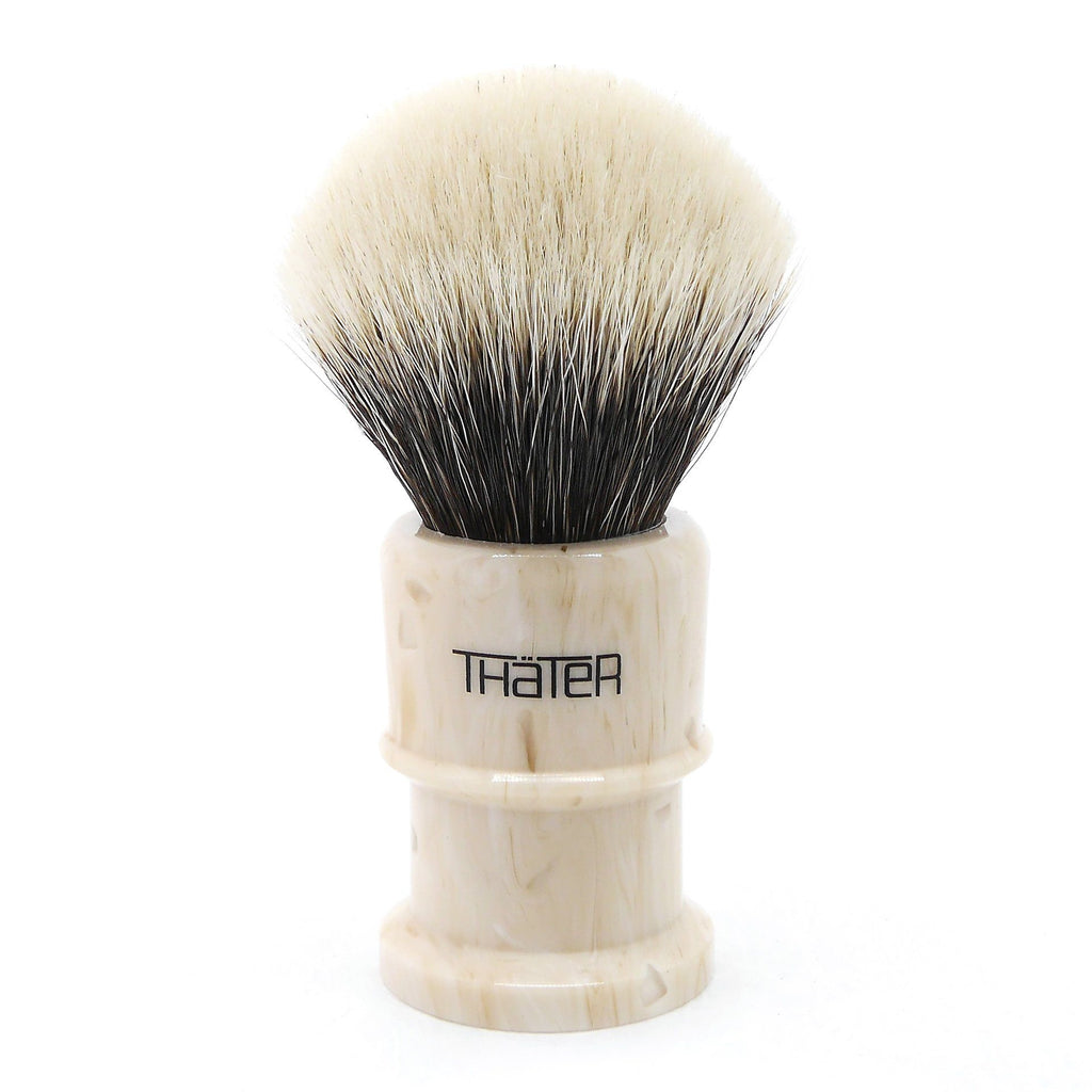 H.L. Thater 4650 Limited Edition 2-Band Fan-Rounded Silvertip Shaving Brush, Size 2 Badger Bristles Shaving Brush Heinrich L. Thater Perlato Sicilia 