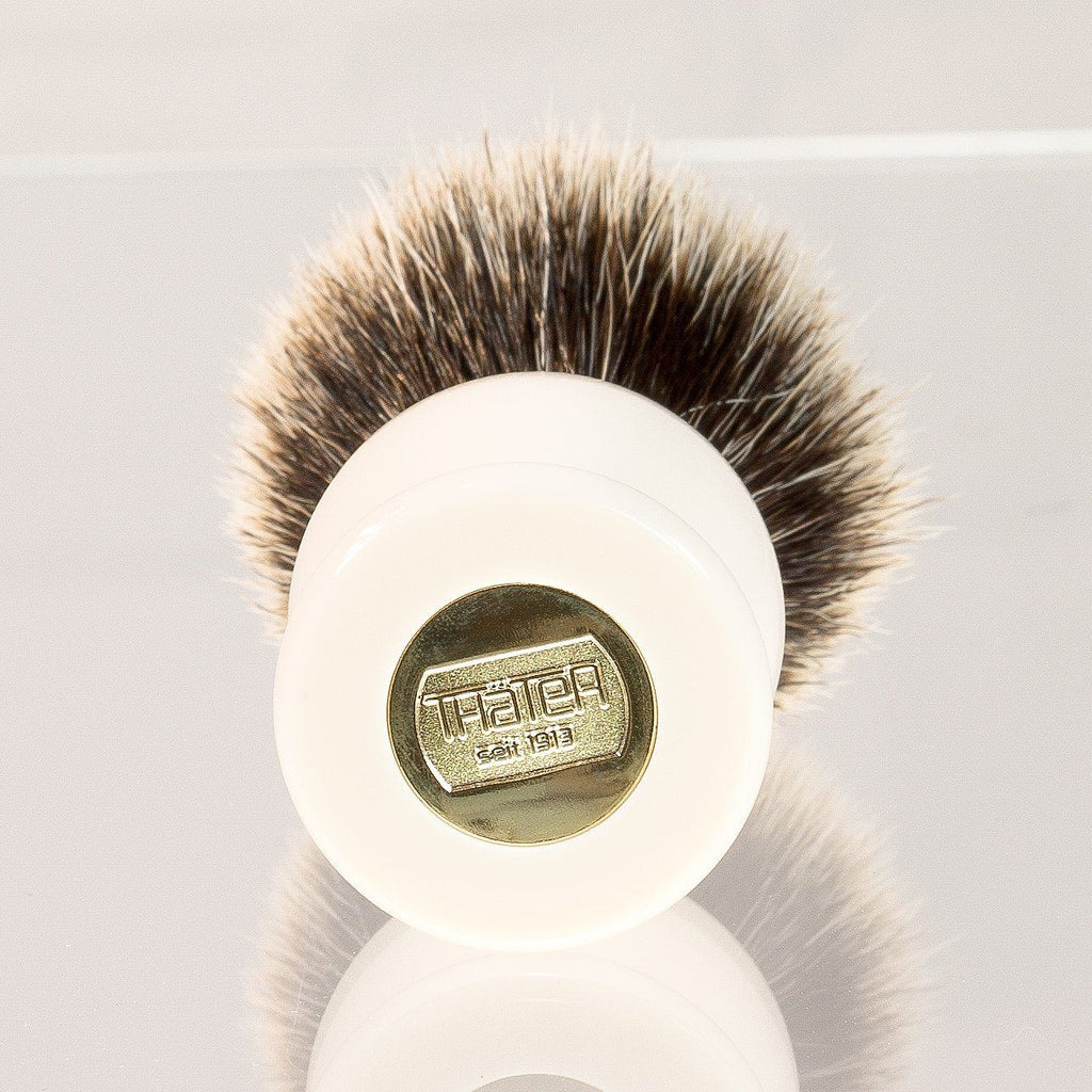 H.L. Thater 4292 Series 2-Band Silvertip Shaving Brush with Faux Ivory Handle, Size 4 Badger Bristles Shaving Brush Heinrich L. Thater 