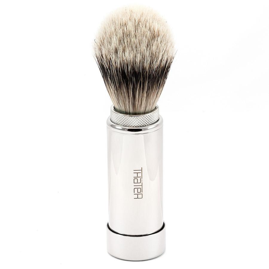 H.L. Thater 5068 Series Silvertip Shaving Brush in Brass Travel Case Badger Bristles Shaving Brush Heinrich L. Thater 