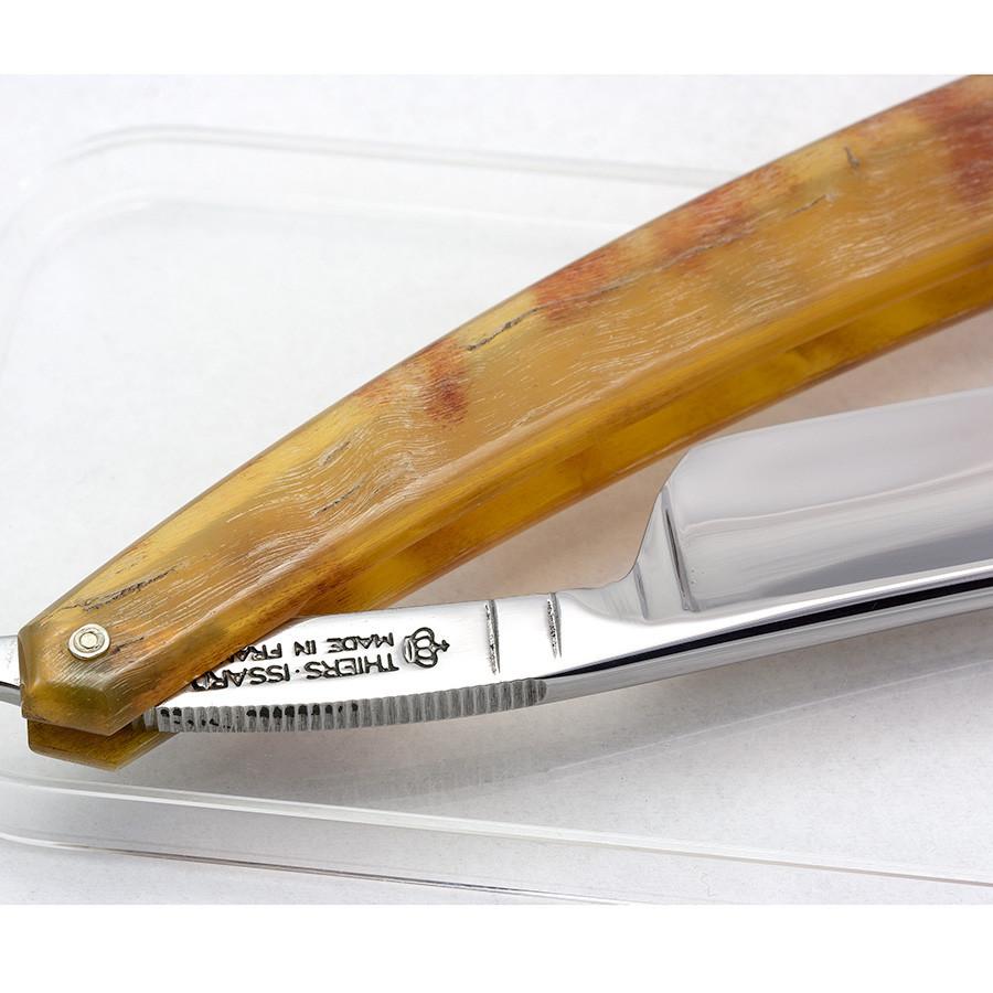 Thiers Issard Round Nose Straight Razor 6/8", Ram's Horn Handle — Fendrihan