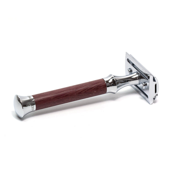 Timor 1385 Closed Comb Safety Razor with Solid Amaranth Wood Long Handle Double Edge Safety Razor Timor 