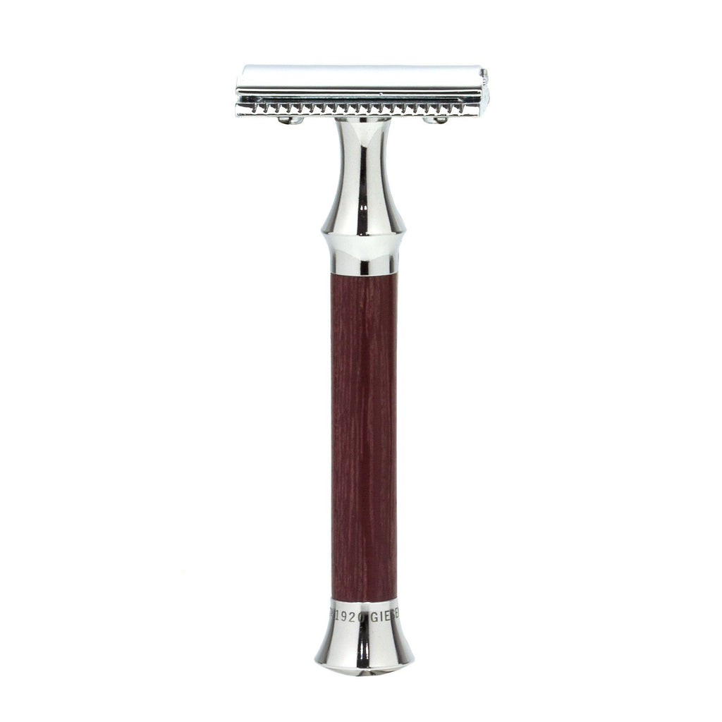 Timor 1385 Closed Comb Safety Razor with Solid Amaranth Wood Long Handle Double Edge Safety Razor Timor 