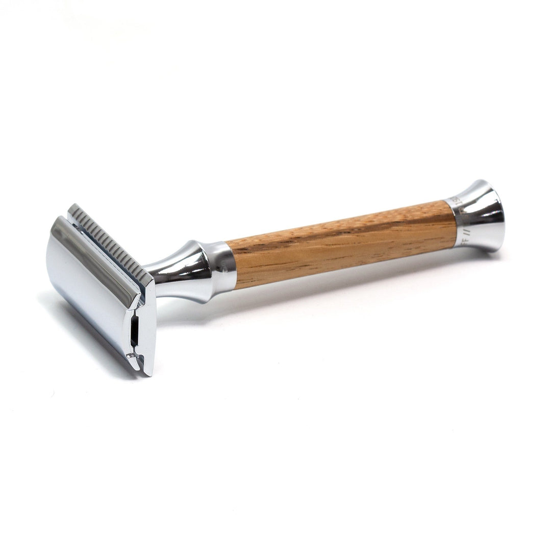Timor 1386 Closed Comb Safety Razor with Solid Zebrano Wood Long Handl ...