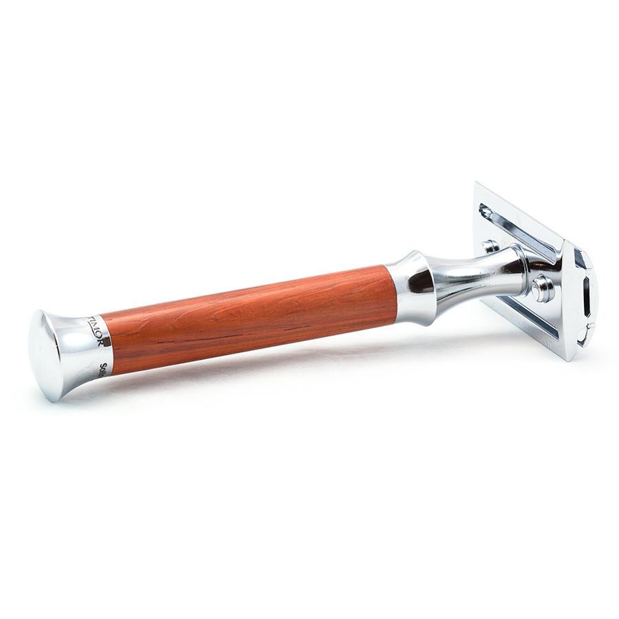 Timor 1363 Closed Comb Safety Razor with Solid Padauk Wood Long Handle Double Edge Safety Razor Timor 