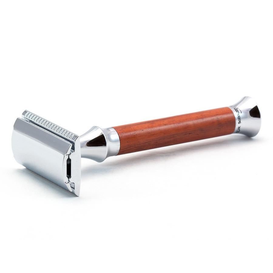 Timor 1363 Closed Comb Safety Razor with Solid Padauk Wood Long Handle Double Edge Safety Razor Timor 