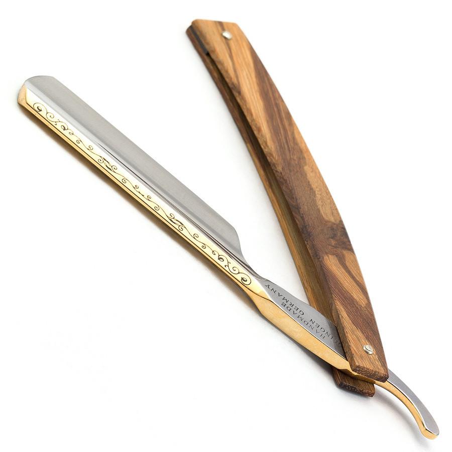 Timor 381 Solingen Crest Straight Razor 6/8", Marblewood Handle Straight Razor Timor 