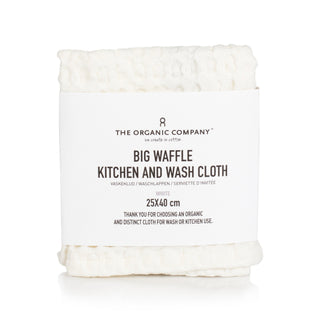 The Organic Company Big Waffle Kitchen and Wash Cloth Towel The Organic Company White 