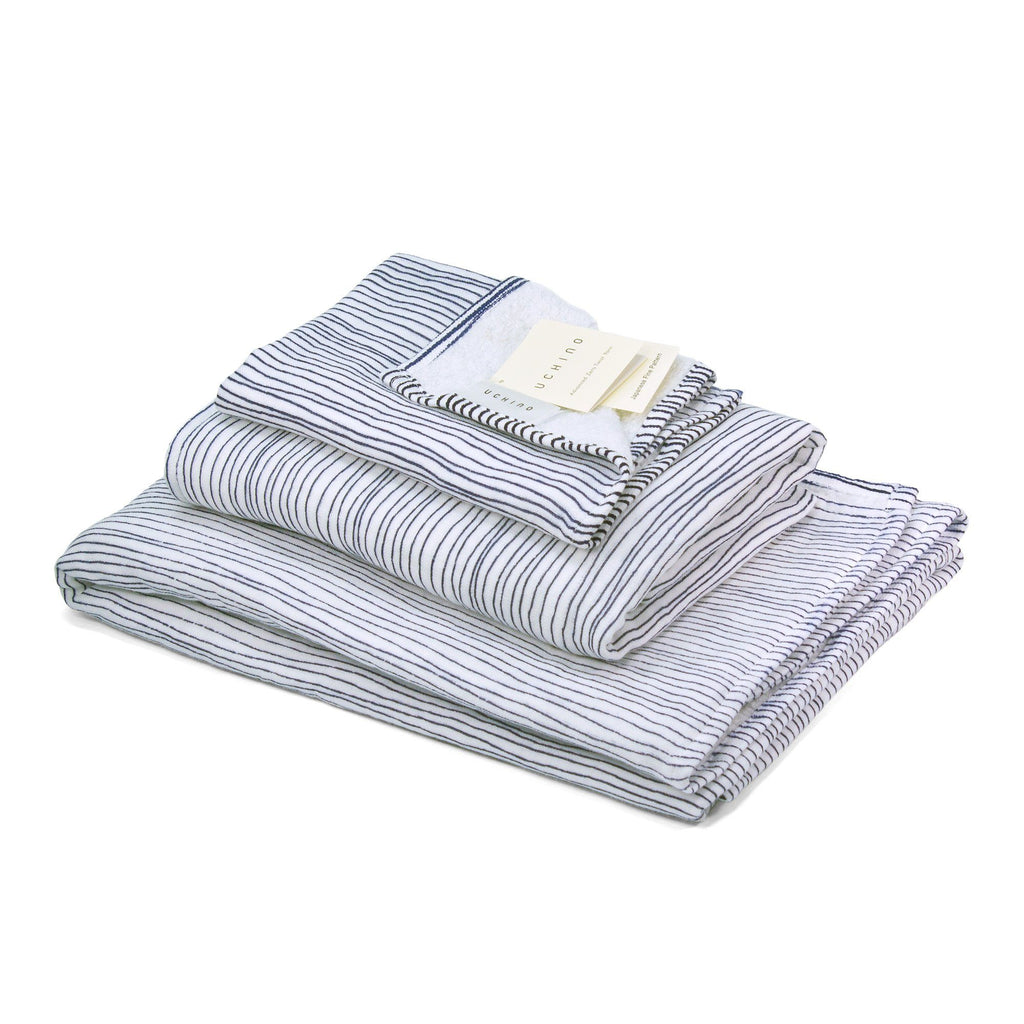 Uchino Japanese Stripes Pattern Double-Sided Cotton Towel Towel Uchino 