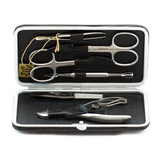 WASA Solingen 6-Piece Inox Manicure Set, Black Leather Snap Case Manicure Set WASA Solingen 