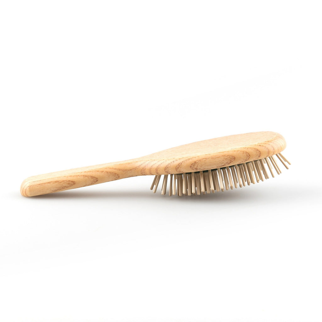 TEK Large Oval Ash Wood Pneumatic Hair Brush with Wooden Bristles Hair Brush TEK 