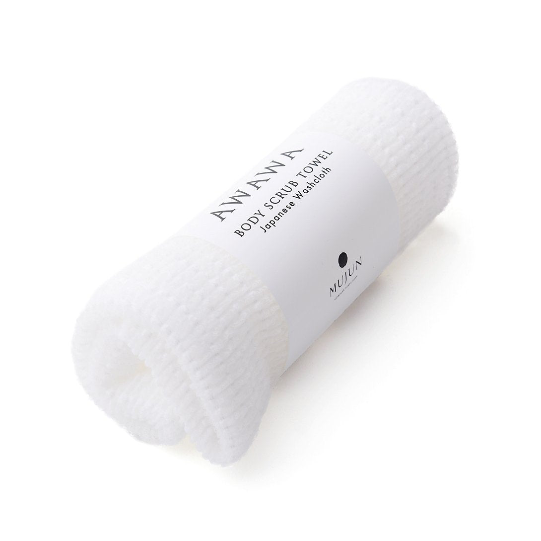 Mujun Awawa Body Scrub Towel Towel Japanese Exclusives White 