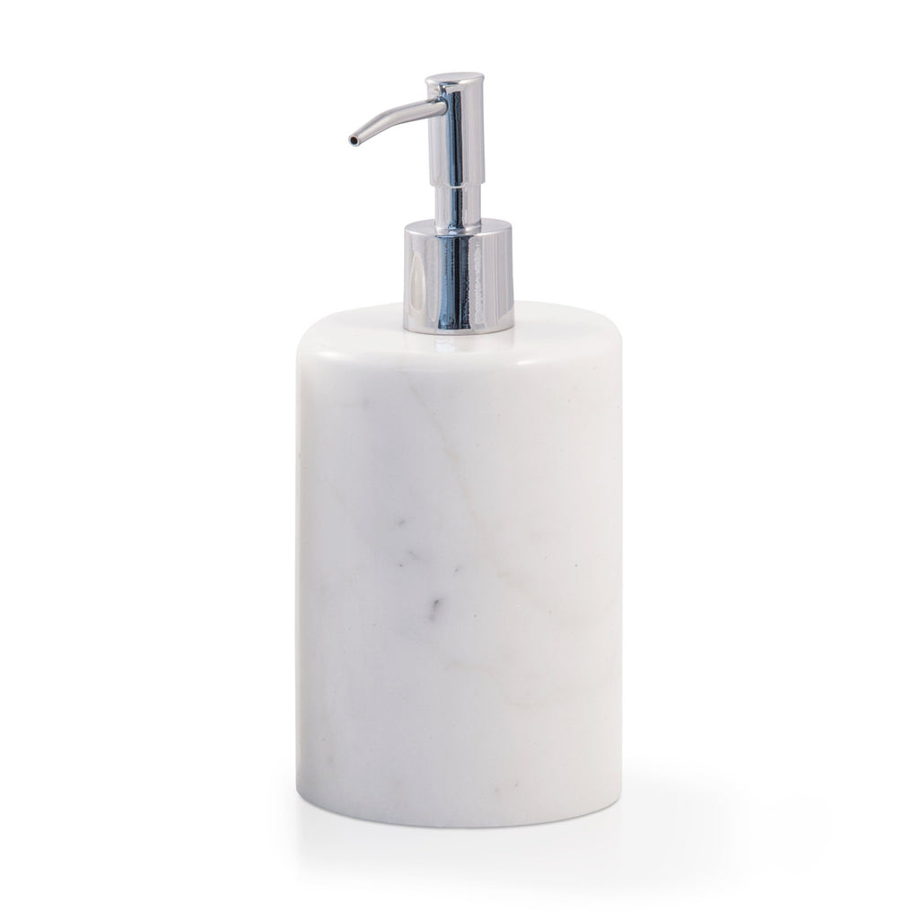 Fiammetta V Circle Marble Soap Pump Dispenser Soap Dispenser Fiammetta V White Carrara 
