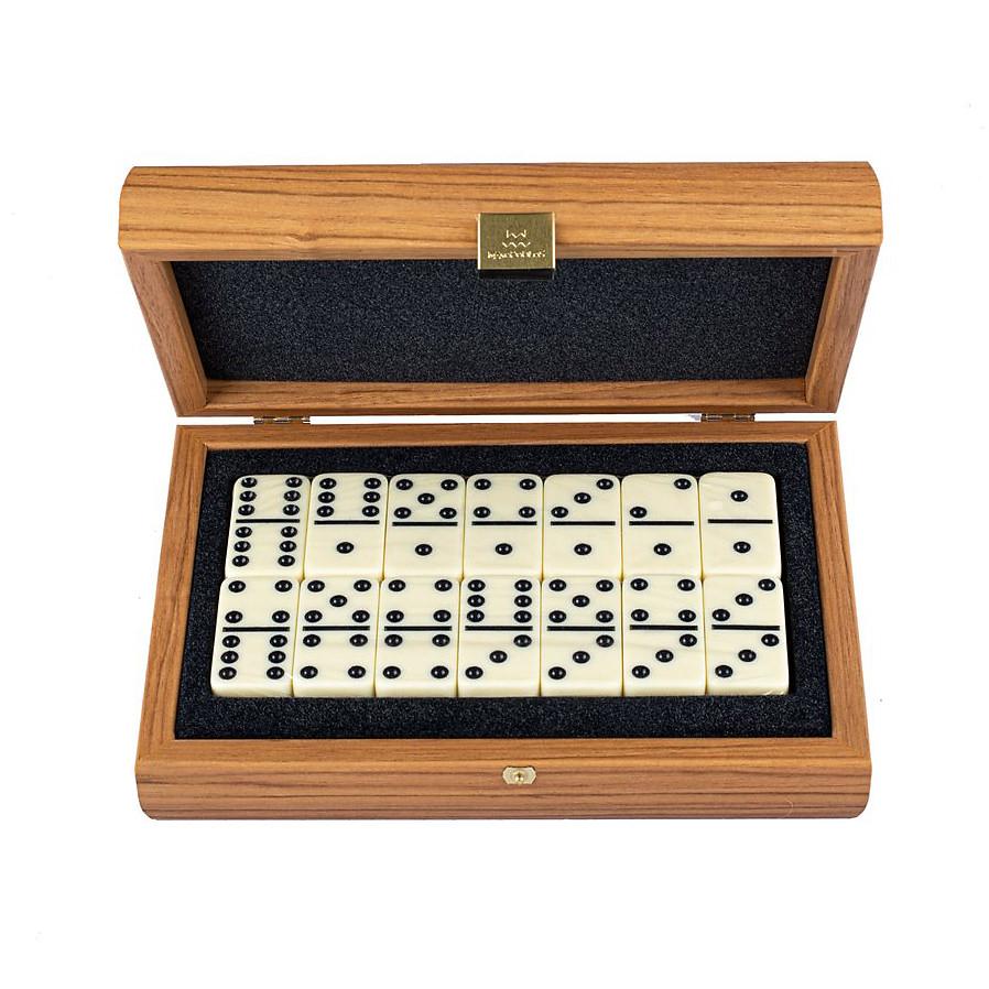 Manopoulos Domino Set Board Game Manopoulos Wooden Case with Lupo Burl Cover 