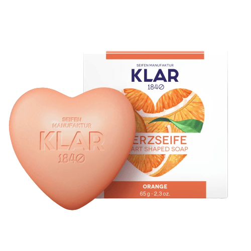 Klar's Heart-Shaped Orange Soap, Hand Size Body Soap Klar Seifen 
