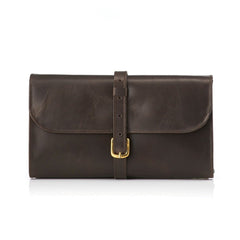 Daines & Hathaway Military Wet Pack Grooming Travel Case Daines & Hathaway Gunsmoke Brooklyn Leather with Green Lining 