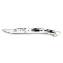 Claude Dozorme Le Thiers® Verrou Folding Pocket Knife, Blue Jay Feather Inlay Handle Pocket Knife Claude Dozorme 