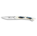 Claude Dozorme Le Thiers® Verrou Folding Pocket Knife, Blue Jay Feather Inlay Handle Pocket Knife Claude Dozorme 