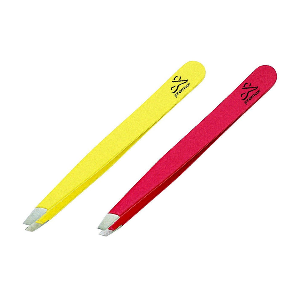 Premax Optima Pinzetta Stainless Steel Slant Tweezers in Red or Yellow Tweezer Premax 